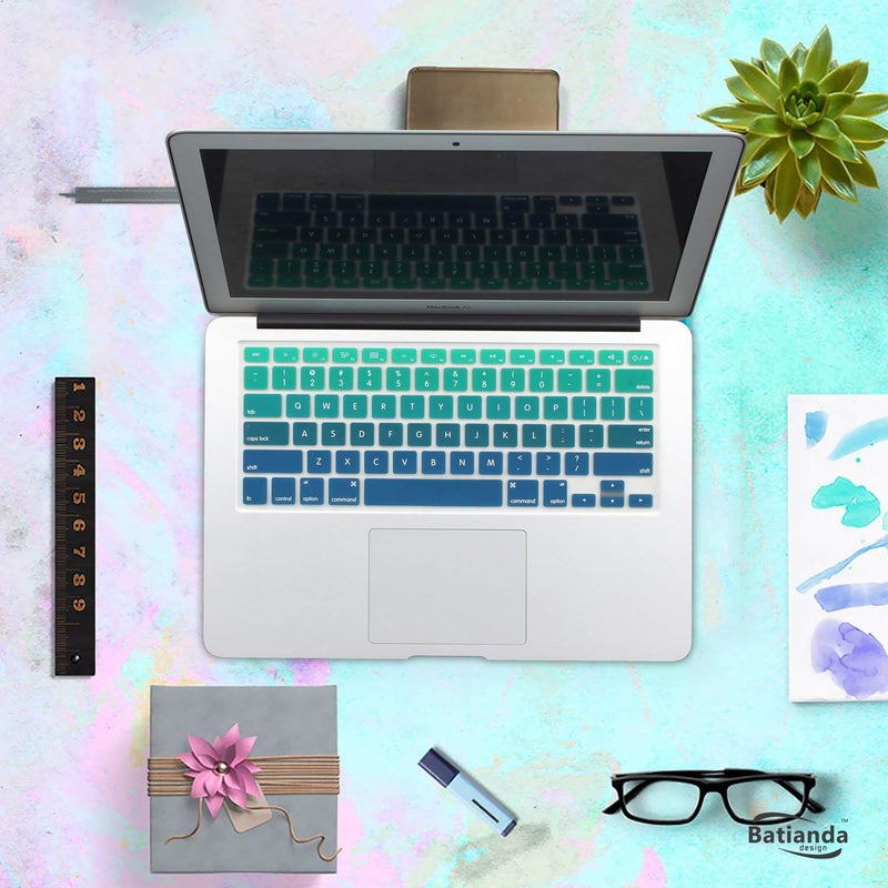 Batianda New Ombre Color Keyboard Cover Protector Silicone Skin for Old Version MacBook Air 13" MacBook Pro 13" 15" 17" (with or w/Out Retina Display) - Gradient Green - Image 5